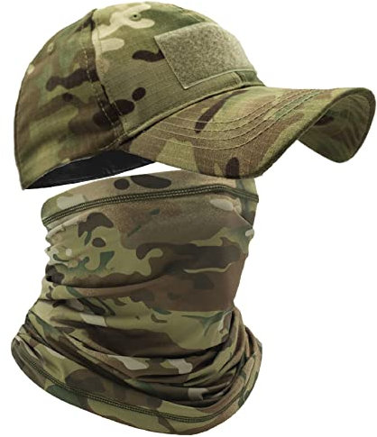 Jarseila Herren Camo Baseball Cap mit Gesichtsmasken, Military Cap Baseballmütze Herren Baumwoll Army Cap Cotton Military Kappe Basecap, Camouflage Grün B