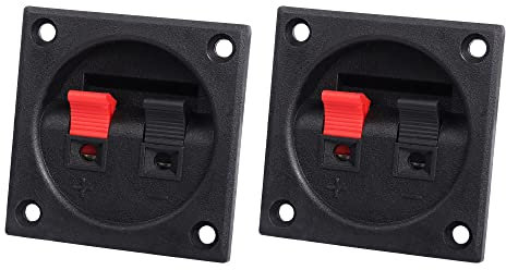 PNGKNYOCN 2-Wege-Lautsprecherklemmen-Clip, 2-Positionen, quadratischer Federclip, Lautsprecherklemmen, Schwarz, 2 Stück