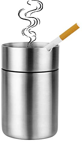 WANGCL Edelstahl Auto Aschenbecher mit Deckel Auto Aschenbecher Geruchsdicht Tragbar Rauchfrei Abnehmbar Winddicht für Auto Becherhalter