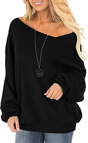 Ranphee Nero Felpe Donna Senza Cappuccio Spalle Scoperte Manica Lunga Invernali Eleganti Oversize Maglioni Sexy Tops Abbigliamento 2026