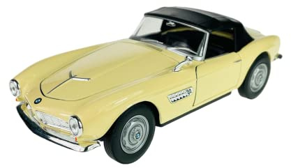 Welly B-M-W 507 Convertible Cerrado con Soft Top Beige Cream 1956-1959 1/24 Modelo Auto Die Cast Nuevo en caja