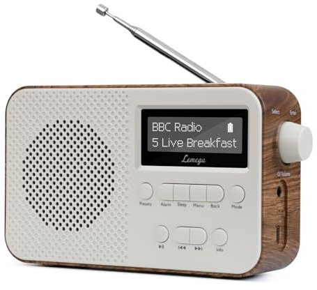 Radio DAB/DAB+ et FM, radios DAB compactes portables, radio avec double réveil, 60 stations prédéfinies (gris pierre)