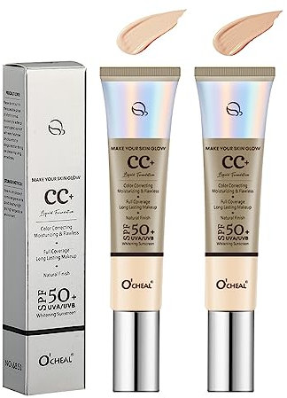 PIWINE CC Cream Foundation SPF 50 Crema solare per il viso, copertura completa, fondotinta correttore, idratante, illuminante, idratante, a lunga durata, leggera