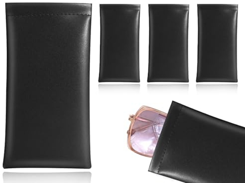 KAPSING 3 Pièces Étui à Lunettes à Squeeze Étui à Lunettes de Soleil Souple Étui à Lunettes en Cuir PU pour Hommes et Femmes