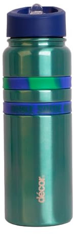 Décor - Duo Bands Stainless Steel Water Bottle, Vibrant Green - Reusable, Eco-Friendly, Durable, Leakproof, Ideal for Everyday Use & Outdoor Adventures, 750 ml