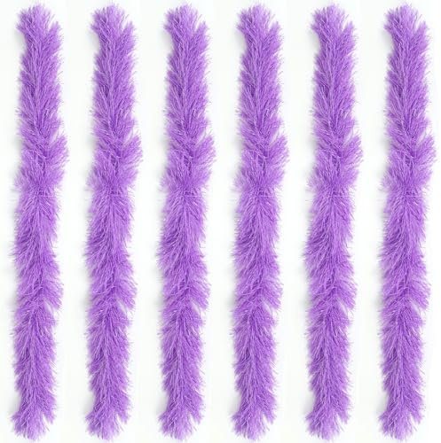 LACGO Fjäder boas fluffiga boa-dekorationer fin klänning för kvinnor maskeraddräkt för flickor utklädnad dans, 6-lila, Pack of 6 Feather Boas