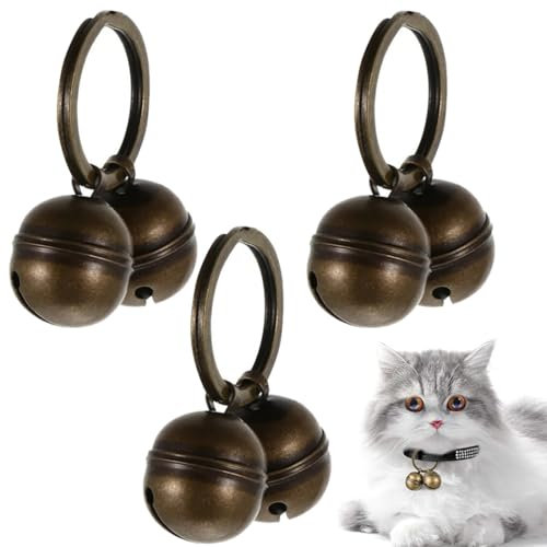 EIHI 3 Pezzi Campanellino Extra Rumorosi per Cani Gatti Campanelli per Animali Campane per Collare di Cani Localizzatori per Gatti Neri Ciondoli per Pet Campane per Collare Campana Pendente