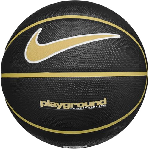 Nike Everyday Playground N100437101507 Ballon de Basket en Caoutchouc Durable Noir/doré/Blanc Taille 7