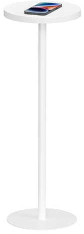 TUTOTAK Tall Round Side Table, Small End Table, Drink Table, Pedestal Side Table, livingroom, White TB01BW065EU