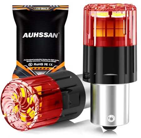 AUHSSAN Bombillas LED BAU15S PY21W, rojo superbrillante 2835 18-SMD LED para luces intermitentes (paquete de 2)