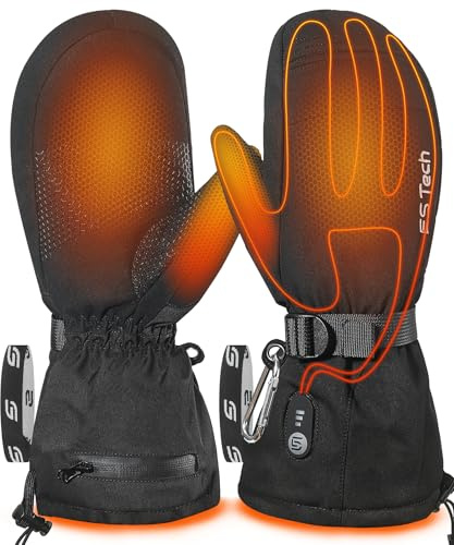 Heated Gloves Mittens for Men Women 7.4V 3000mAh Rechargeable Waterproof Wear-Resistant Battery Heated Ski Gloves