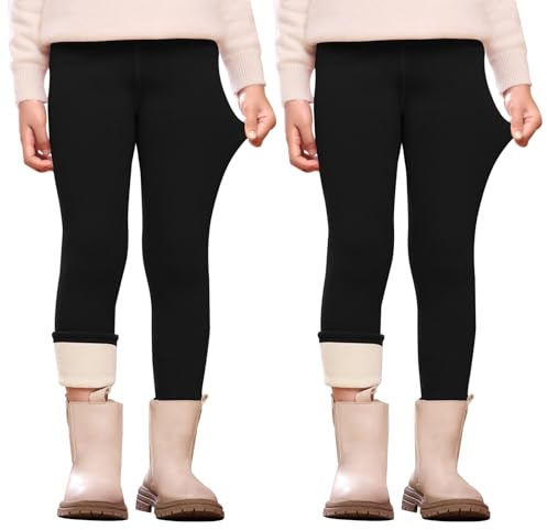 Vorvowry Termoleggings för flickor, mjuka, fodrade och stretchiga termobyxor, tjocka, mysiga och varma vinterleggings för barn