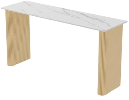 Bartabeller Home Rock Slab Barbord med metallben Kommersiellt balkongbord långt smalt pubbord Bar Bordets Högbord(Gold)