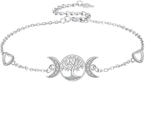 Micory Pulseras Árbol de La Vida Mujer Plata de Ley 925 - Colgante de Árbol Genealógico,Regalo Joyas Original Para Mujeres/Hermanas/Amigas - Ajustable (17+4cm)