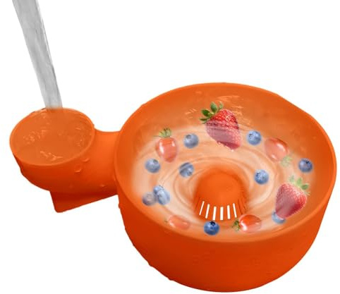 Genérico Limpieza Automática Cuencos Bayas, Colador Cuencos Bayase Pequeños Giratorios, Limpieza Escurridor Fresas Frutas Rápida, Cuenco Lavado Bayas con Orificio Drenaje, para Utensilios Cocina