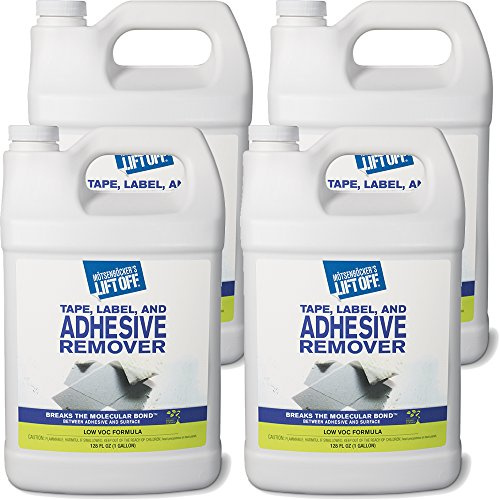 Motsenbocker’s Lift Off 40801-4PK Tape, Label, and Adhesive Remover Safely Removes Stickers, Tape, Labels, Adhesives, Gum, Glue, and More from Vehicles, Carpets, Walls, Furniture, 1 Gallon, Pack of 4