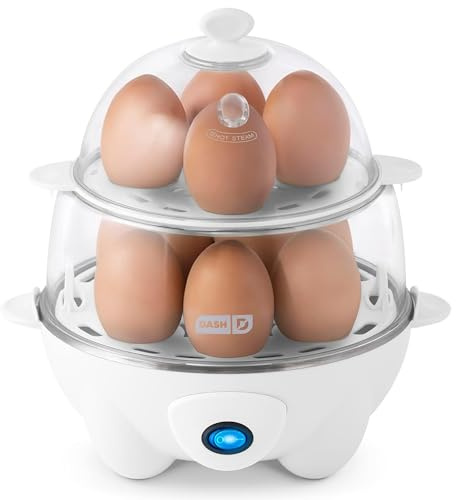 Dash Deluxe Egg Cooker - Boiler, Poacher & Steamer - Includes Measuring & Recipe Guide - Dishwasher Safe - BPA Free - Holds 12 Eggs, White