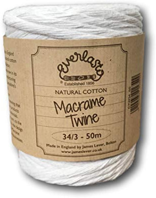Everlasto Natural Cotton Macrame Twine Cotton Craft String 34/3 5mm x 50m Spool Approx.