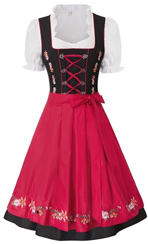 JASAMBAC Costume Dirndl allemand pour femme - 3 pièces - Pour la fête de la bière