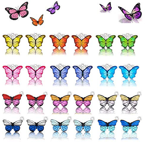 otherbrand 48Pcs Butterfly Charms Pendant, EBANKU Enamel Pendants Necklace Bracelet Charms Jewellery Craft Decoration Accsessories for DIY Jewellery Making