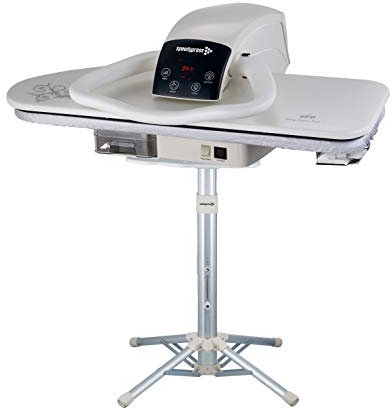 Speedypress Pressa da Stiro a Vapore Professionale Bianco 91HD con Supporto / Treppiedi, 91cm; 2.400 watt (+ Ferro, Cartuccia Filtro Dell'Acqua Anti-Scala, Copertura di Ricambio e Fondo in Schiuma)