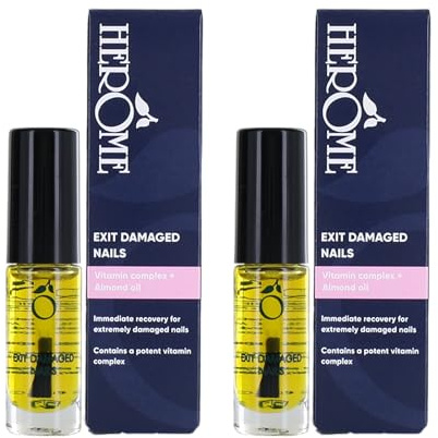 Herome 2-Pack Soin SOS Ongles Abîmés - Soin Réparateur Pour des Ongles Très Endommagés Après des Faux-Ongles (Exit Damaged Nails) - 2 * 7ml.