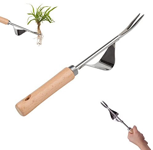 Jetisva Hand Weed Remover Tool Garden Weed Puller with Long Handle Block Paving Weeding Tool Stainless Steel Deep Root Weeder Tools Manual Gardening Weed Picker Tool for Patio Crack Lawn Grass