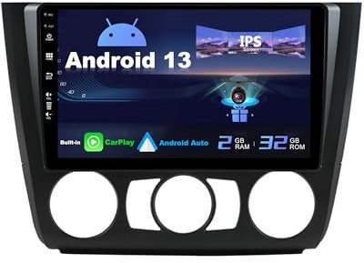 SXAUTO Android 12 IPS-bilradio passar BMW 1-serien E81/E82/E87/E88 (2004–2012) – inbyggd bilspel/Android bil – kamera gratis – 2 G 32 G – rattkontroll DAB WiFi fast båt 4G – 2 Din 9 tum