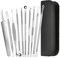 Fousenuk 10 pièces Tire Comedon Point Noir pour Peau, Extracteur Point Noir Set avec Boîte Tire Comedons en Acier Inoxydable, Blackhead Remover pour Retire Comédons, Boutons et Pustules