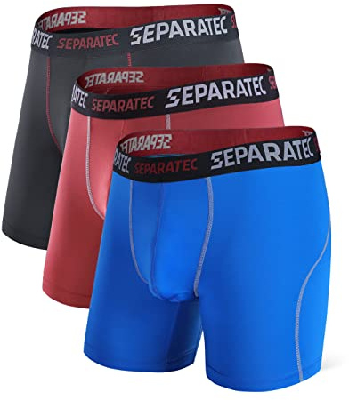 Separatec Mens Boxer Briefs Sports High Elastic Quick Dry Polyamide Dual Pouch Men's Boxer Shorts Boxers Functional Athletic Underwear for Men 3 Pack