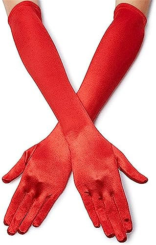 ESTEVANJ MUR Damen Lange Handschuhe Satin Classic Kugel Party Hochzeit Braut Handschuhe 1920er Stil Handschuhe Elastisch Erwachsene Größe bis Handgelenk Länge (4)