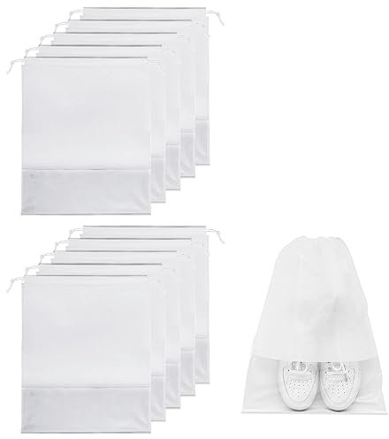 10er Pack Reise-Schuhtasche,32 X 44cm,wasserdichte Schuhaufbewahrungstasche,Schuhhülle mit transparentem Fenster für Alltag und Reisen (Weiß)