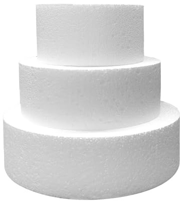 Set of 3 Round Styrofoam Polystyrene Modelling Cake Dummies (4-6-8), 4-inch High each Cake Dummy