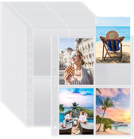 100 Stück fotohüllen din a4 postkarten,Transparent Postkartenhüllen,800 Doppelseitig Fotohüllen 4 Taschen Foto Seitenschutz,Klarsichthüllen a4 Fotohüllen für Zum Fotos Postkarten aufbewahrung