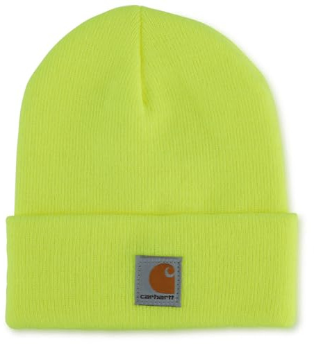Carhartt Unisex Kids Youth Knit Beanie Cuff Hat, Bright Lime,One Size
