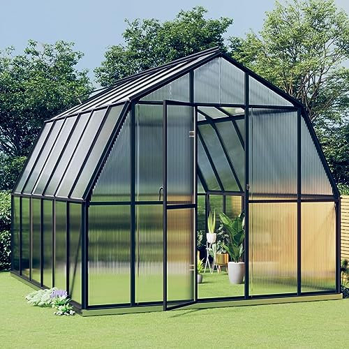 Gecheer Serra,da Giardino,Esterno,Grande,con Telaio in Alluminio Antracite,Parete Policarbonato,9,53 m²,282x338x243 cm,Serra per Piante,Serra da Esterno,Serra in Policarbonato,Serra da Giardino