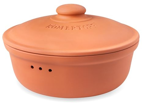Romertopf Pan redondo Ø 30 cm – Panera de terracota de cerámica – Olla de barro transpirable para una frescura duradera del pan y los panecillos