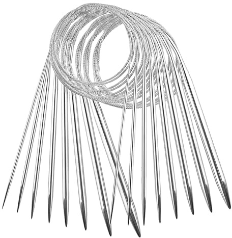 Rund sticknål i metall 100 cm, 8 stycken rostfritt stål rundstickor set, metall sticknålar rund sticknål för nybörjare, 2 mm/2,5 mm/3,5 mm/4,5 mm/5 mm/7 mm/8 mm för halsdukar halsdukar pullover