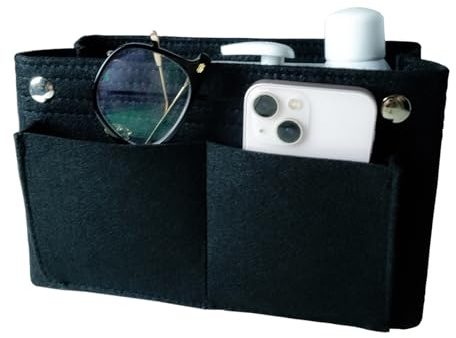 BMZXCH Organisateur Sac A Main, Organisateur de Sac à Main en Feutre, Bag Organizer in Bag pour Femmes, Organiseur de Sac à main Organiseur en Feutre Multi-poches (24x8x15 cm, Noir)