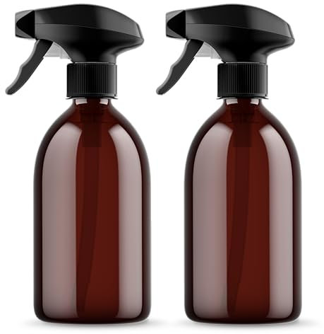 McKLords Pack of 2-500ml Amber Spray Bottles - Refillable Plastic Mist Sprayer for Cleaning, Hairdressing, Gardening & Home Use - Heavy-Duty Hand Trigger Spray Bottles
