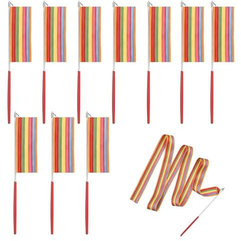 10 PCS Gymnastics Ribbon for Women, 2m Dance Ribbons Rainbow Ribbon Exquisite Dancing Streamers, Gymnastics Equipment for Training Dance and Circus Activities(Suitable for People Aged 15 and Above)