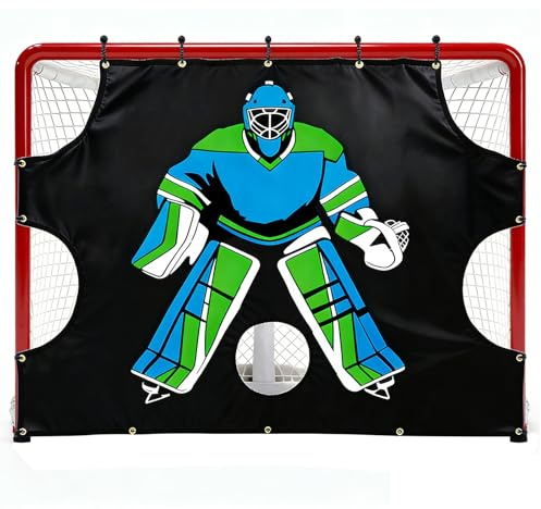 Kapler Hockey Net Goalie Target Tarp: Heavy Duty PVC 5 Zone Street Shooter Tutor with Reinforced Edges for Practicing Shooting Accuracy - Hockey Training Equipment Gift for Youth Adults Fits 72 Goal