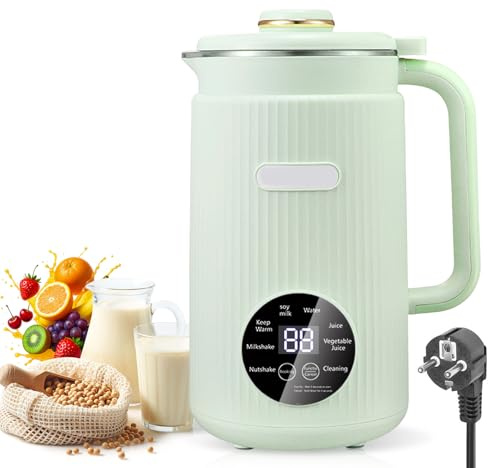 Máquina de Leche Vegetal 8 en 1, 1.2L con Autolimpieza, Temporizador - Elabora Leche de Avena, Almendra, Soja, Frutos Secos y Zumos (Verde)