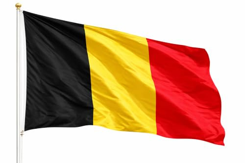 Bandera de Bélgica - Copa del Mundo 2026 - Artículo para fans - poliéster y ojales metálicos resistentes - Copa del Mundo (Bélgica 90 x 150 cm)