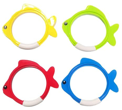 DuskHaven Set Anelli da Immersione Giocattoli Piscina Allenamento con PP per Allenamento Nuoto Giochi d'Acqua Regalo Estate Festa Piscina Bagno, 19x16 cm
