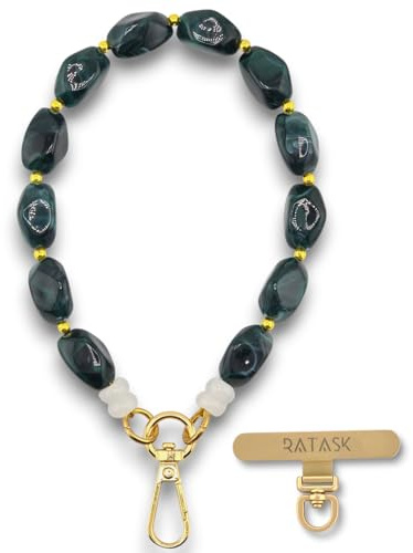 RATASK Beaded Wrist Strap Bracelet, Acrylic Beaded Mobile Phone Strap, Keychain Accessory, Decorative Pendant, Made with Durable Metal String for Extra Strength and Security