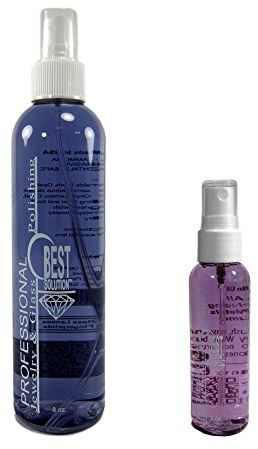 Best Solution Silver Gold Diamonds Costume Jewelry Cleaner 8oz Spray Bottle w/ 2oz Travel Spray Bottle