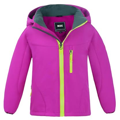 M2C Girls Hooded Waterproof Windbreaker Fleece Lined Softshell Jacket 5T Rose