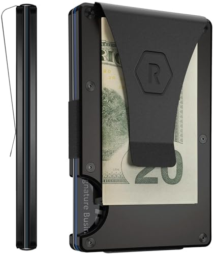 The Ridge Wallet for Men - Slim Minimalist Compact Wallet and Card Holder, RFID Protected Front Pocket Wallets for Men with Integrated Money Clip (Royal Black)