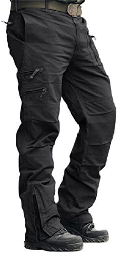 MAGCOMSEN Cargo Hosen Herren Army Hosen Ranger Hose Outdoorhose mit Zip Taschen Funktionshose Geeignet für Outdoor Aktivitäten Grau, 34